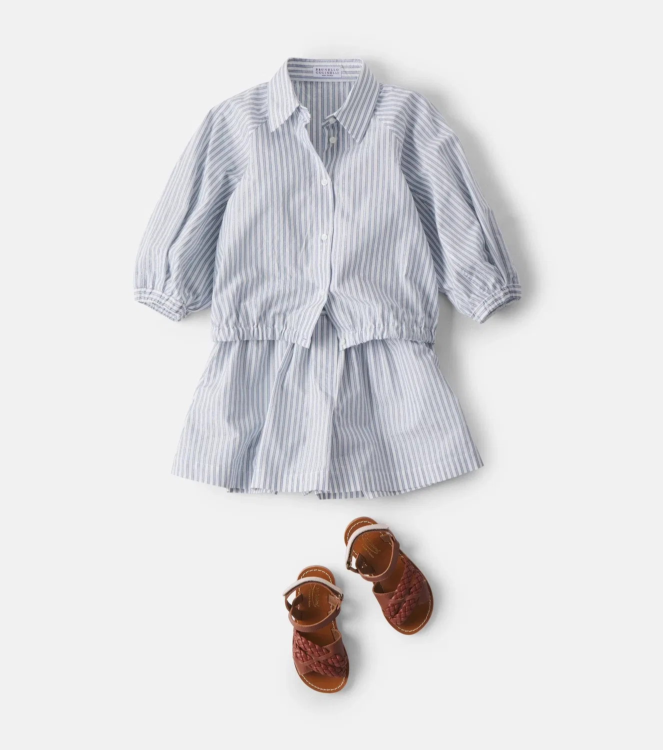 Шорты хлопковые Brunello Cucinelli Kids, голубой — фото 2