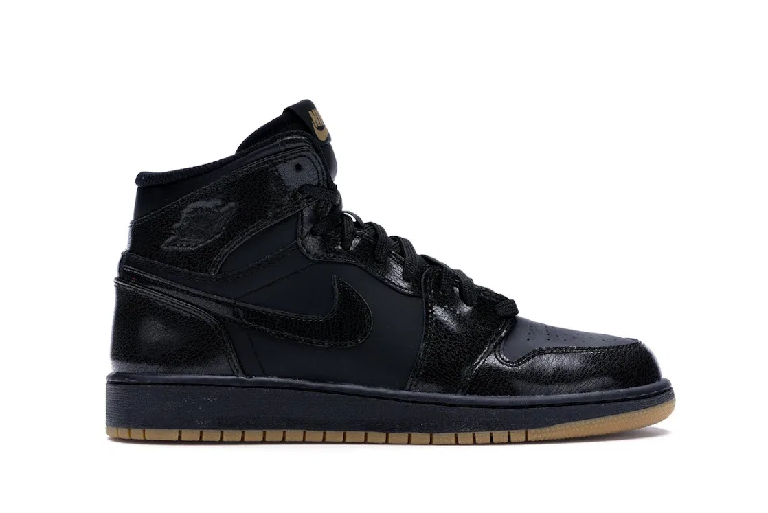 Детские кроссовки Lifestyle с высоким берцем Jordan 1 Retro Jordan, Black/Black-Gum Light Brown