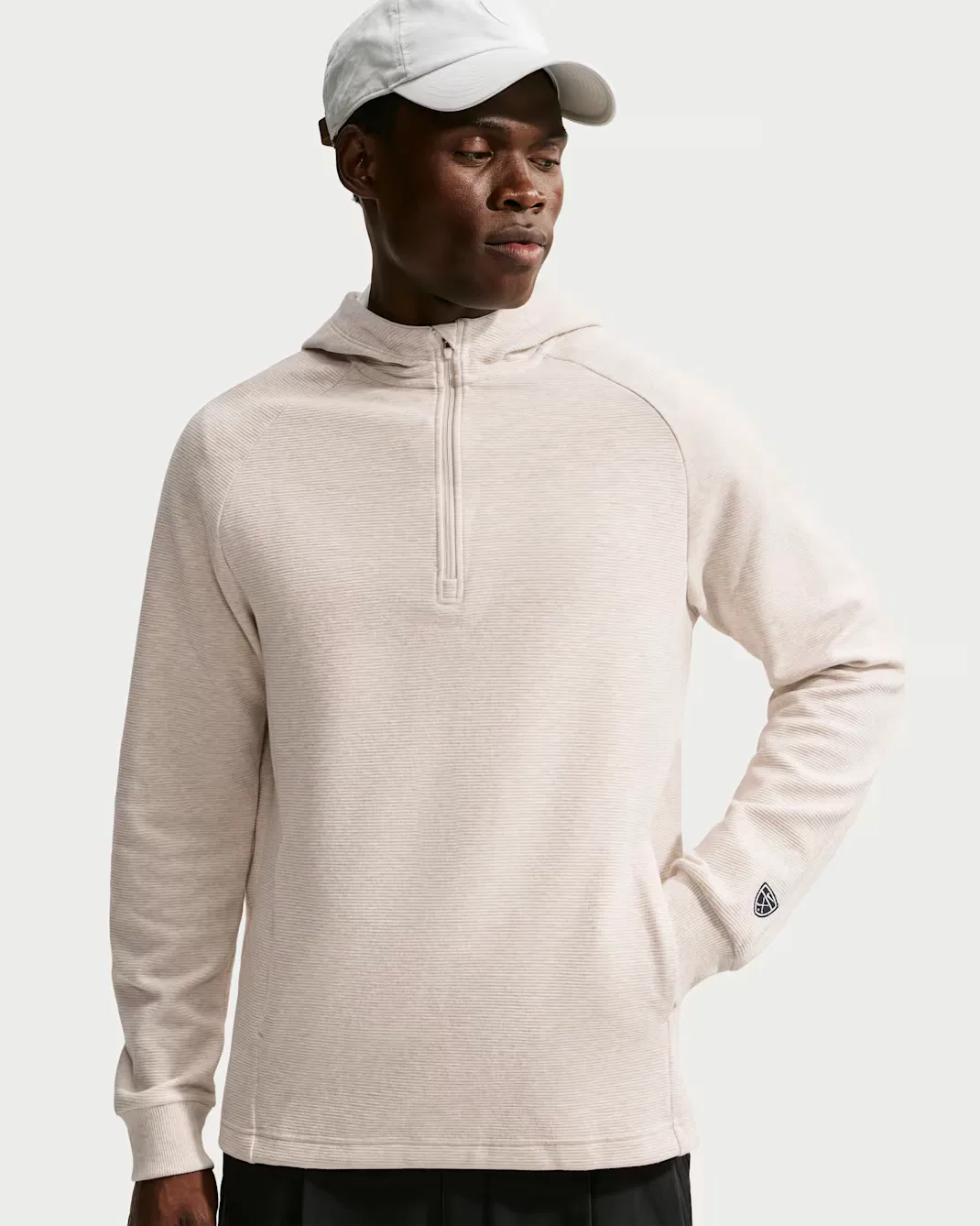 Мужская термотолстовка для гольфа Therma-FIT Nike Par, Light Orewood Brown/White/Light Orewood Brown/Black