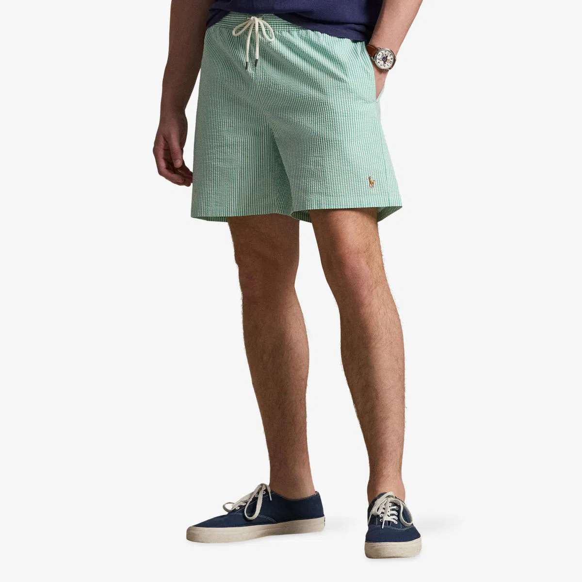 Полосатые плавательные шорты Traveller Polo Ralph Lauren, зеленый — фото 3