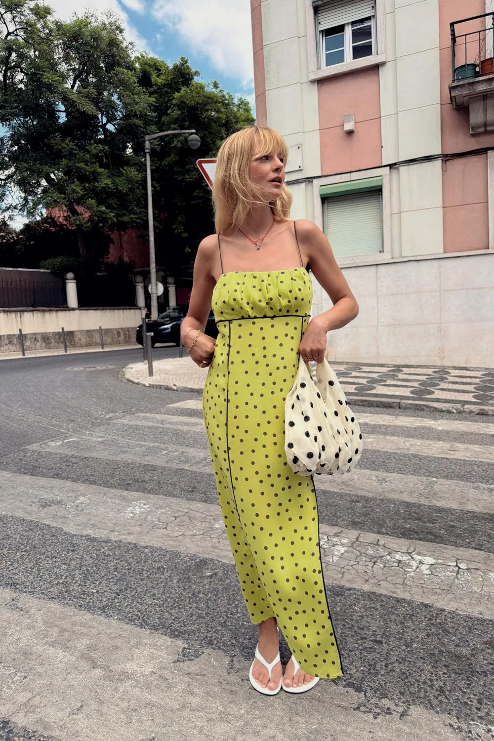 Платье миди в горошек ZARA, Multicoloured
