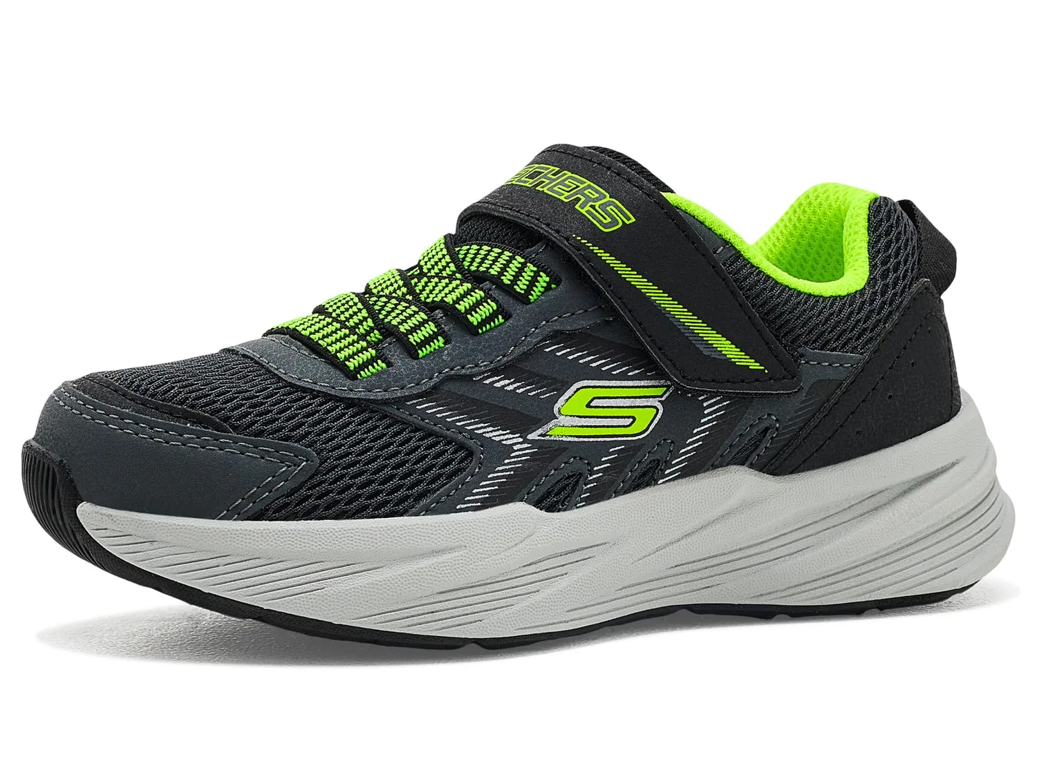 Кроссовки Microspec Tread 404115L (для маленьких и больших детей) Skechers Kids, Charcoal/Blue/Lime — фото 2