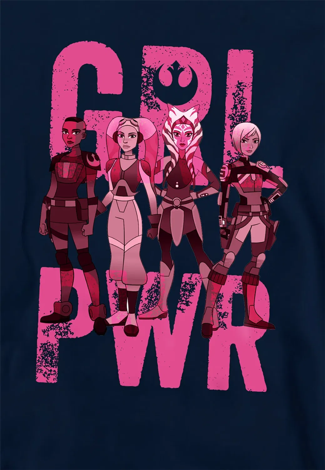 Детский худи с принтом Star Wars Ahsoka Girl Power Ketsu Sabine Hera, Disney, Navy — фото 2