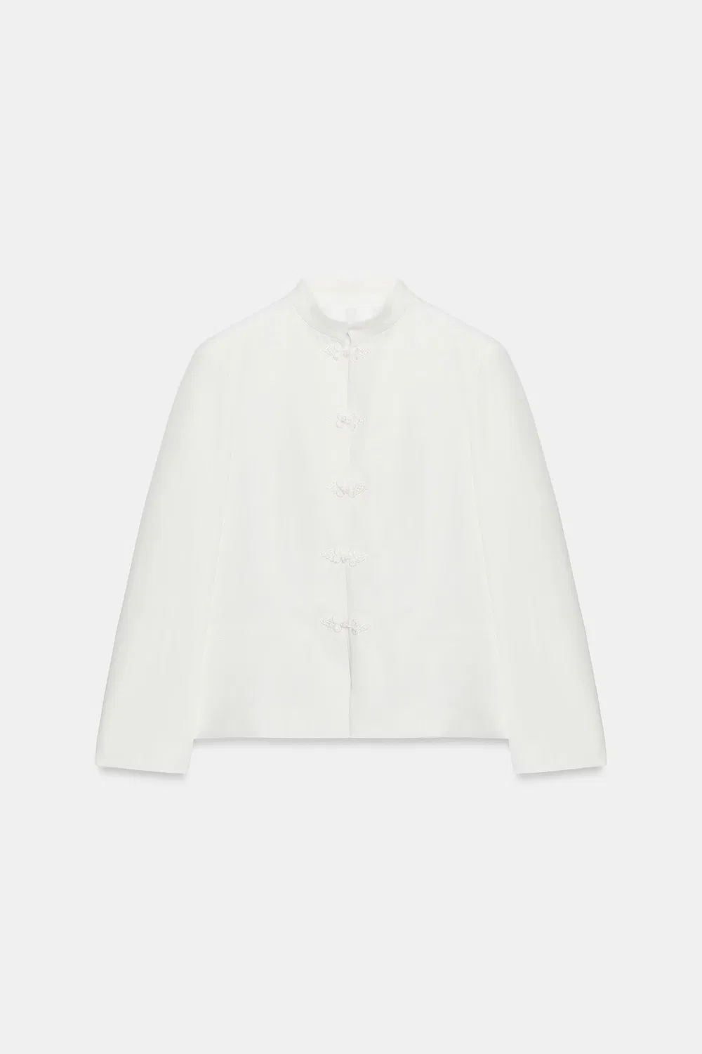 Блейзер с баской из коллекции ZW с застежкой-бабочкой. ZARA, Oyster-white — фото 4