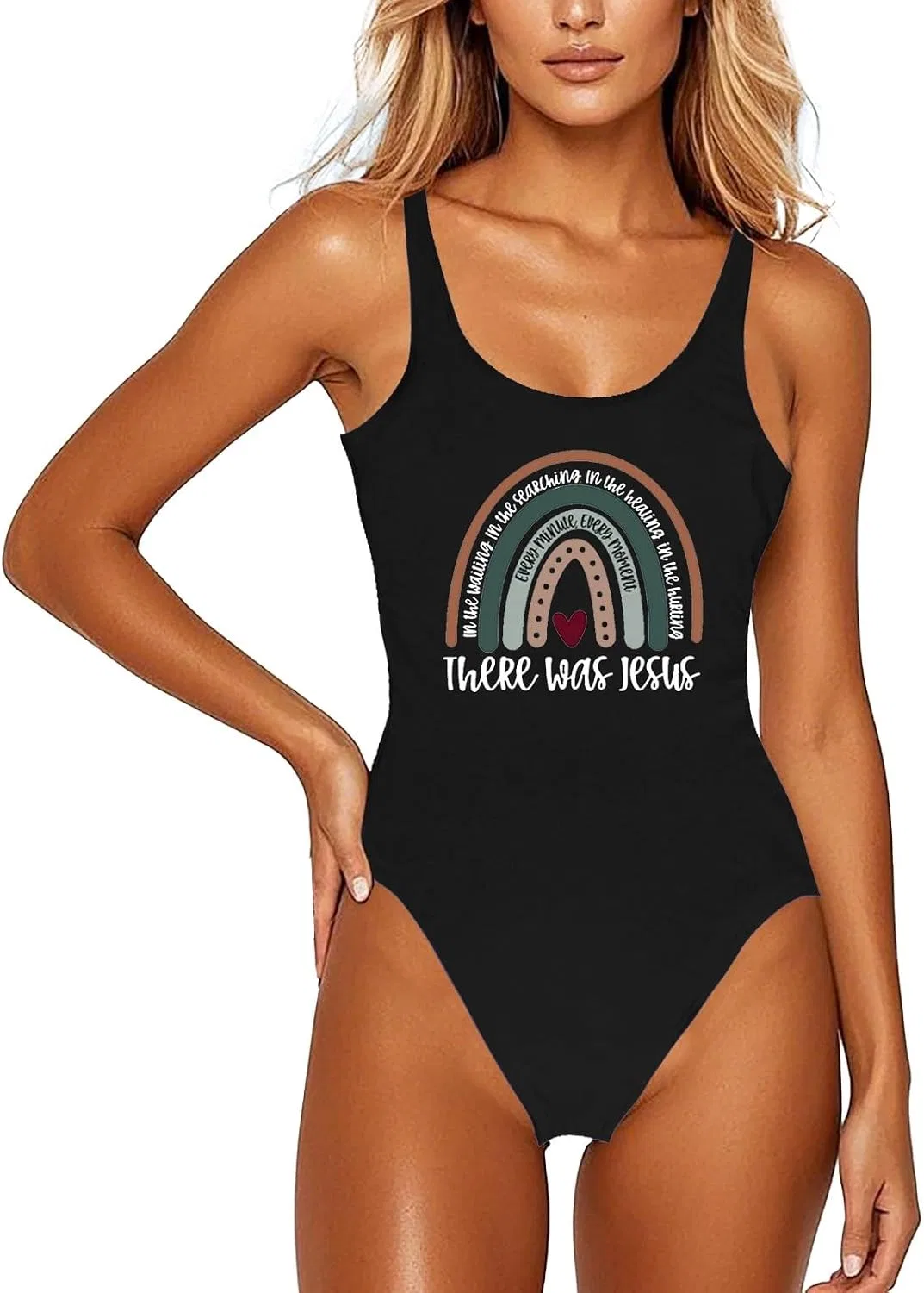 Женский цельный купальник с контролем живота Plus Size, Black