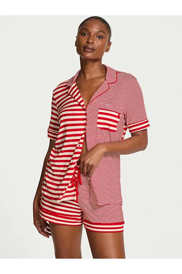 Женский пижамный комплект с коротким рукавом, с принтом, Victoria'S Secret, Striped