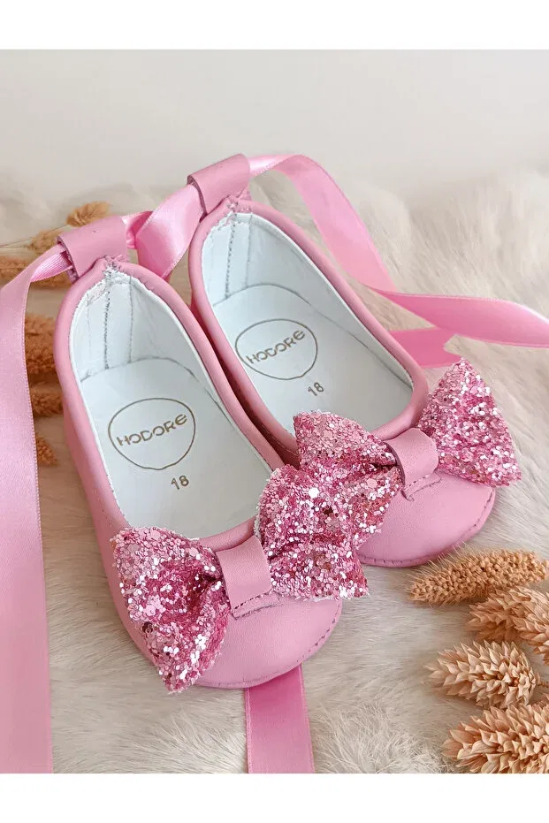 Детские балетки для девочек из кожи Perla Hodore, Pastel Pink — фото 3