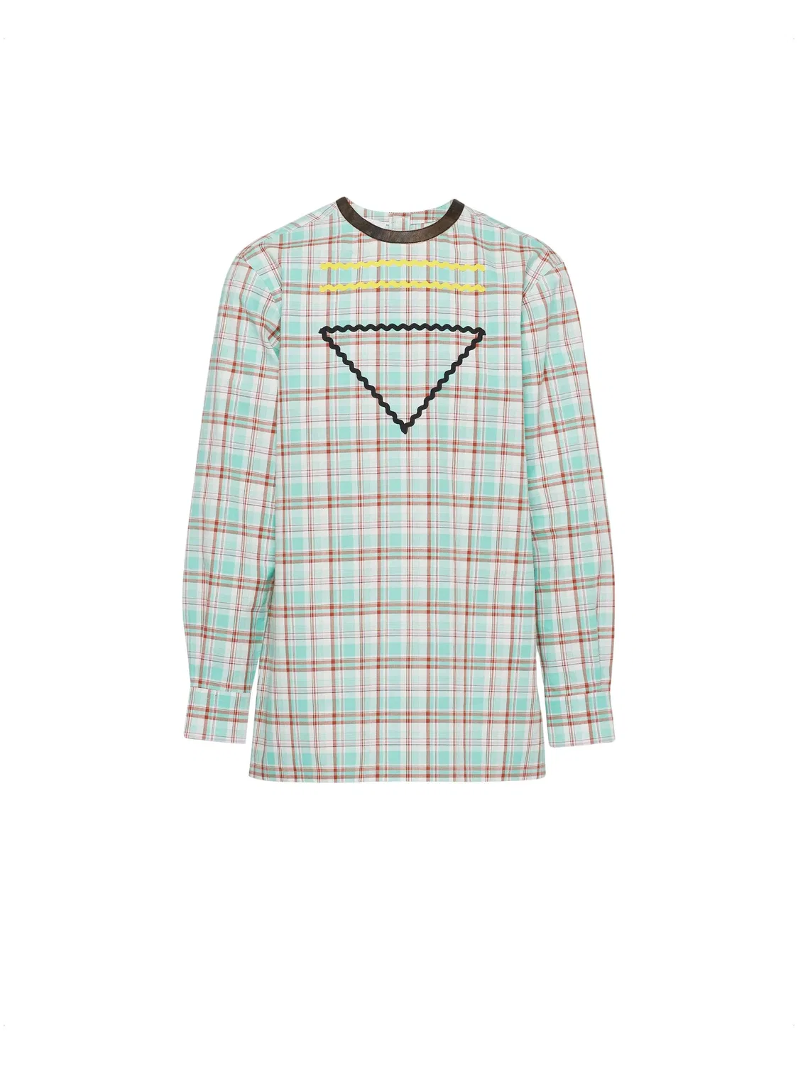 Рубашка с зигзагообразной отделкой из хлопка Prada, белый