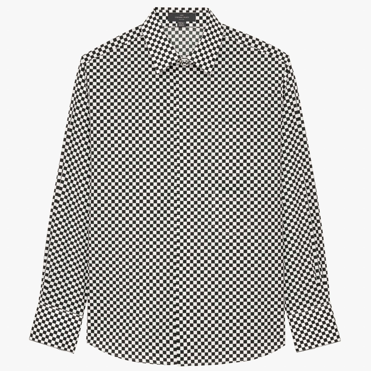 

Рубашка Zara by Stefano Pilati Check, белый/черный