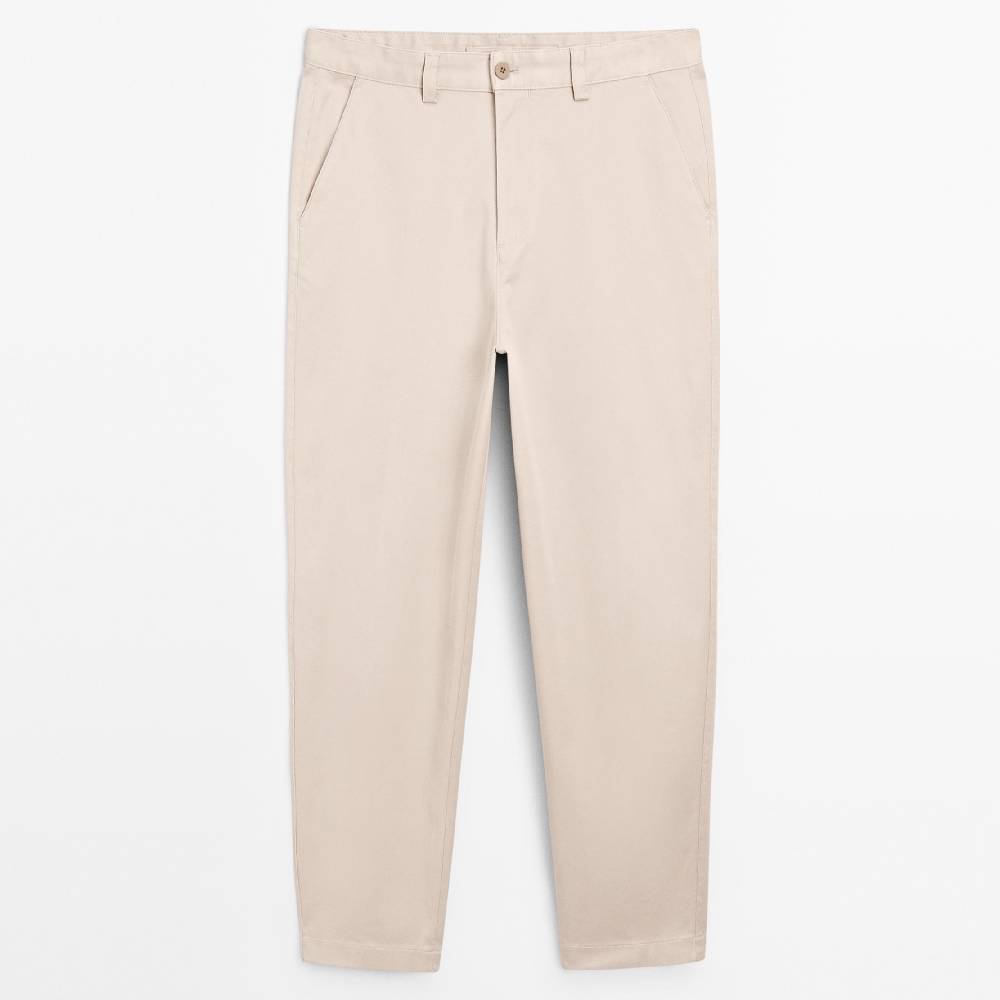 

Брюки Massimo Dutti Cotton Blend Balloon Fit, бежевый