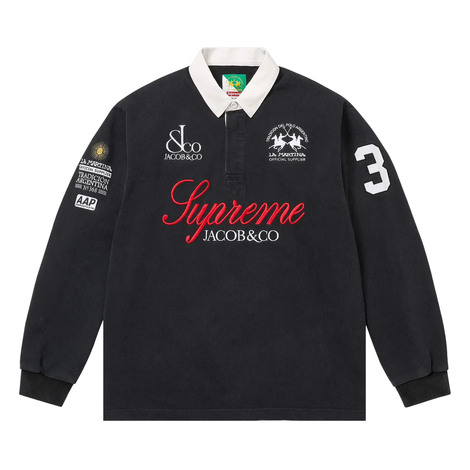 Футболка Supreme x La Martina x Jacob & Co Rugby, черный