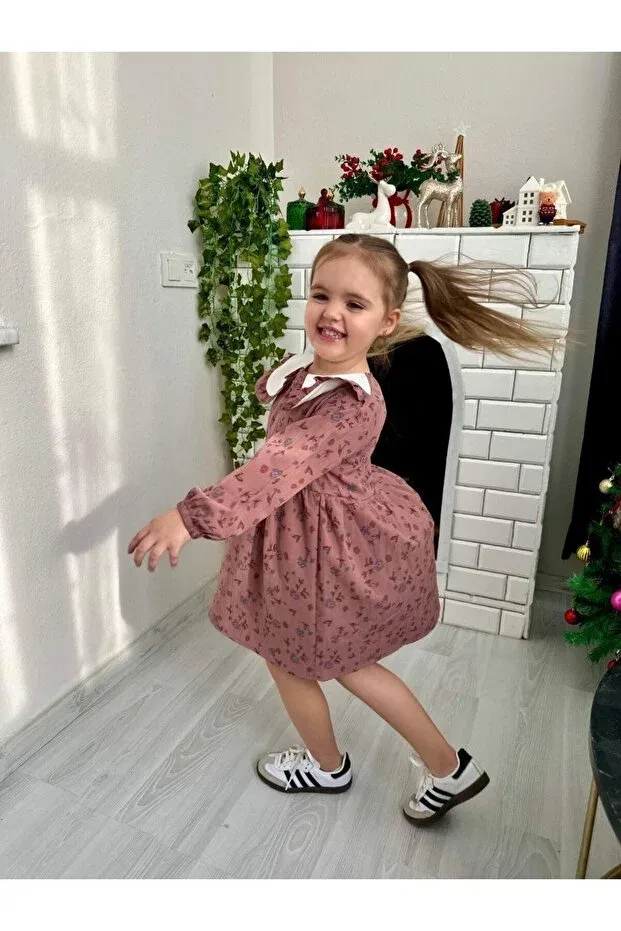 Детское платье для девочек с принтом Special Design - Special Floral Dress For Little Style Holders I Eid Girl Dress Yalçınoğlu Kids, Red — фото 4