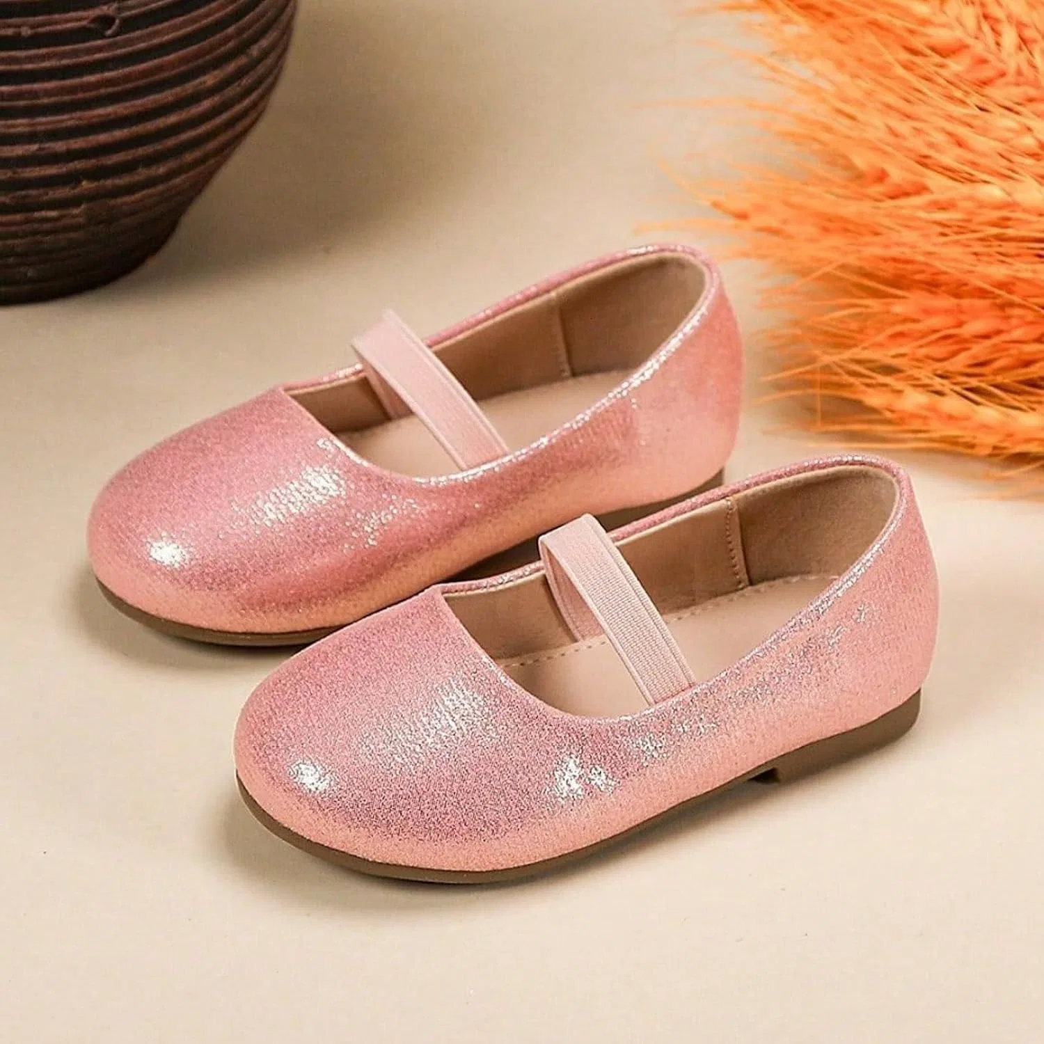 Детские туфли-балетки для девочек с цветочным принтом, модель Flower Leather Dress Shoes, бренд, Pink — фото 2