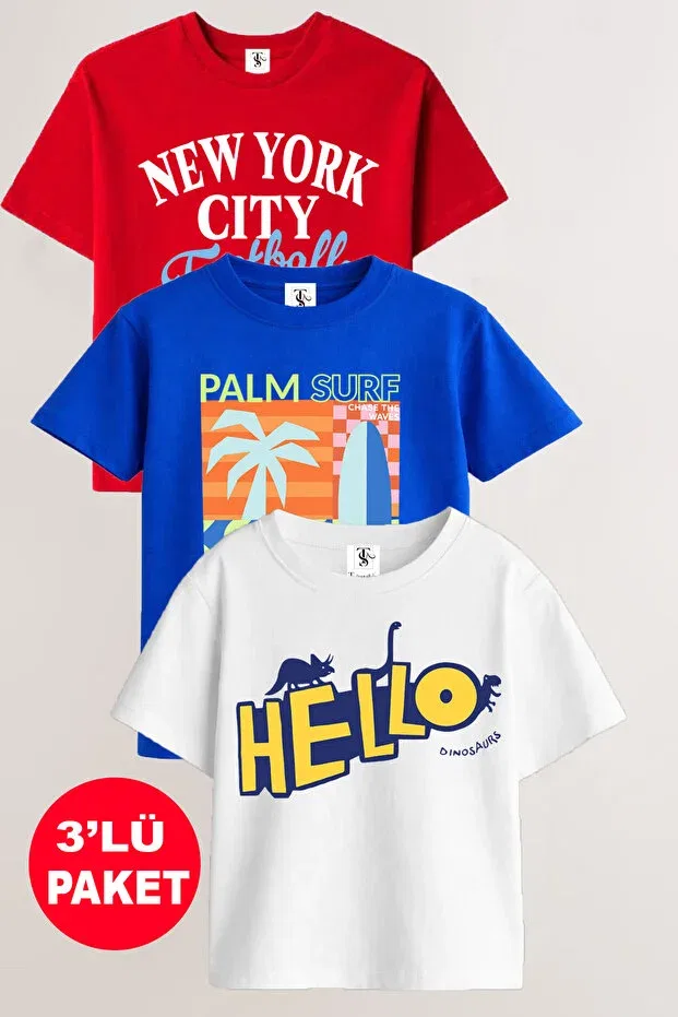 Детский комплект футболок с принтом Palm Surf Twins Tailors, White