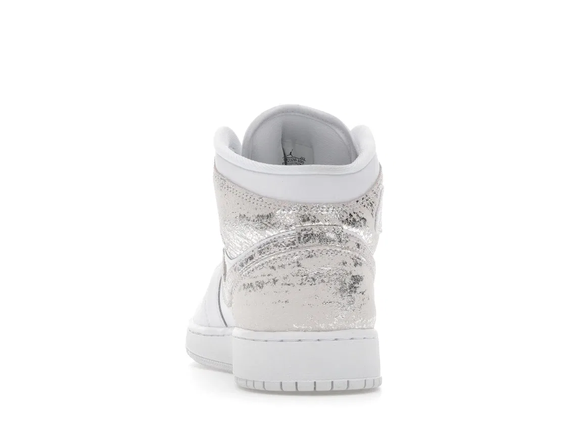Детские кроссовки с длинным шнурком Jordan 1 Mid SE Jordan, White/White/White/Field Silver — фото 4