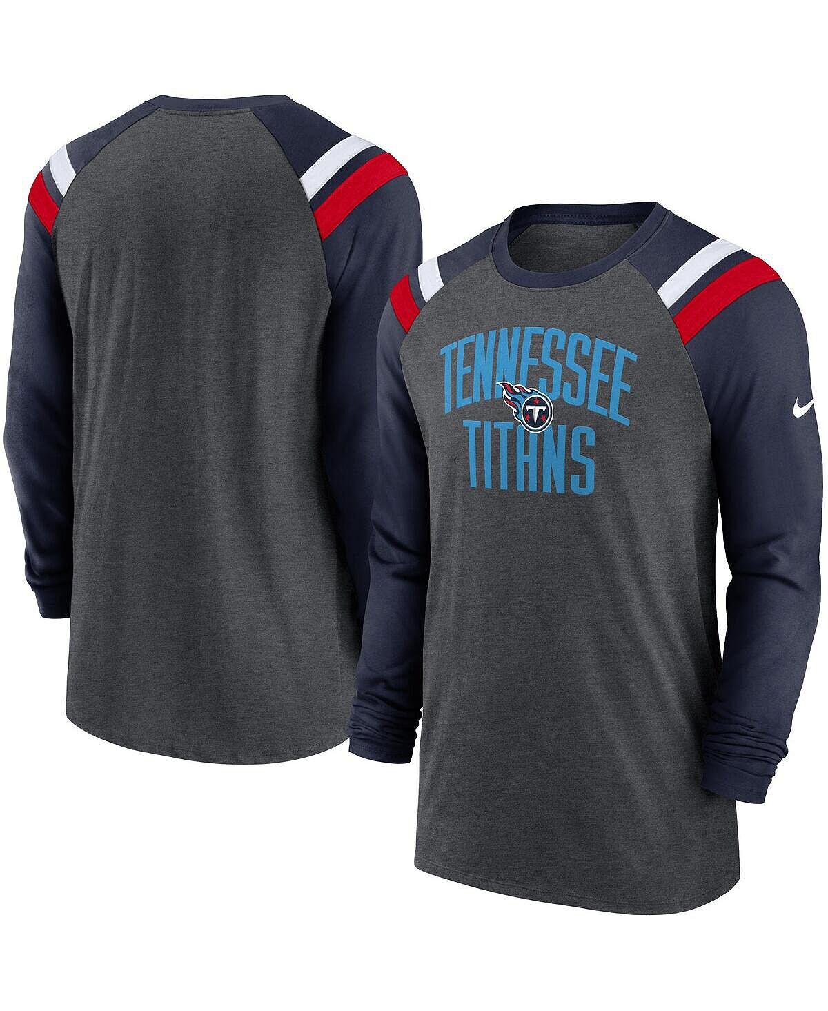 Мужская спортивная футболка с длинным рукавом, темно-синяя футболка tennessee titans tri-blend реглан с меланжевым древесным углем и темно-синим принтом Nike, мульти — фото 2