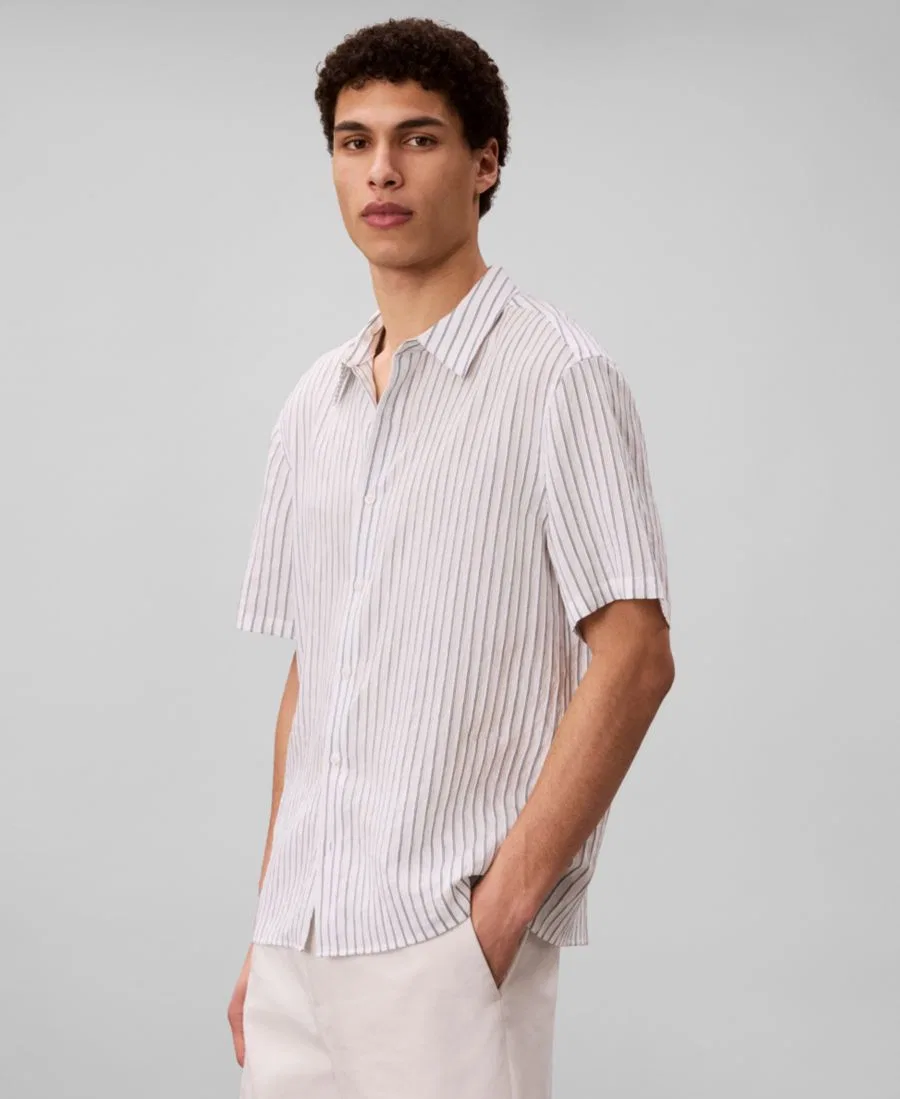 Рубашка классического кроя с полосами из пряжи Calvin Klein, Brilliant White — фото 3