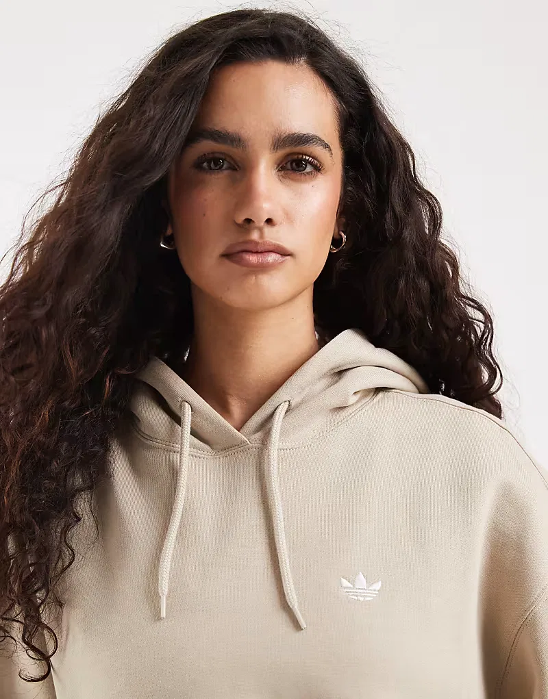 Толстовка Adidas Originals Essentials оверсайз из флиса хаки, три — фото 2