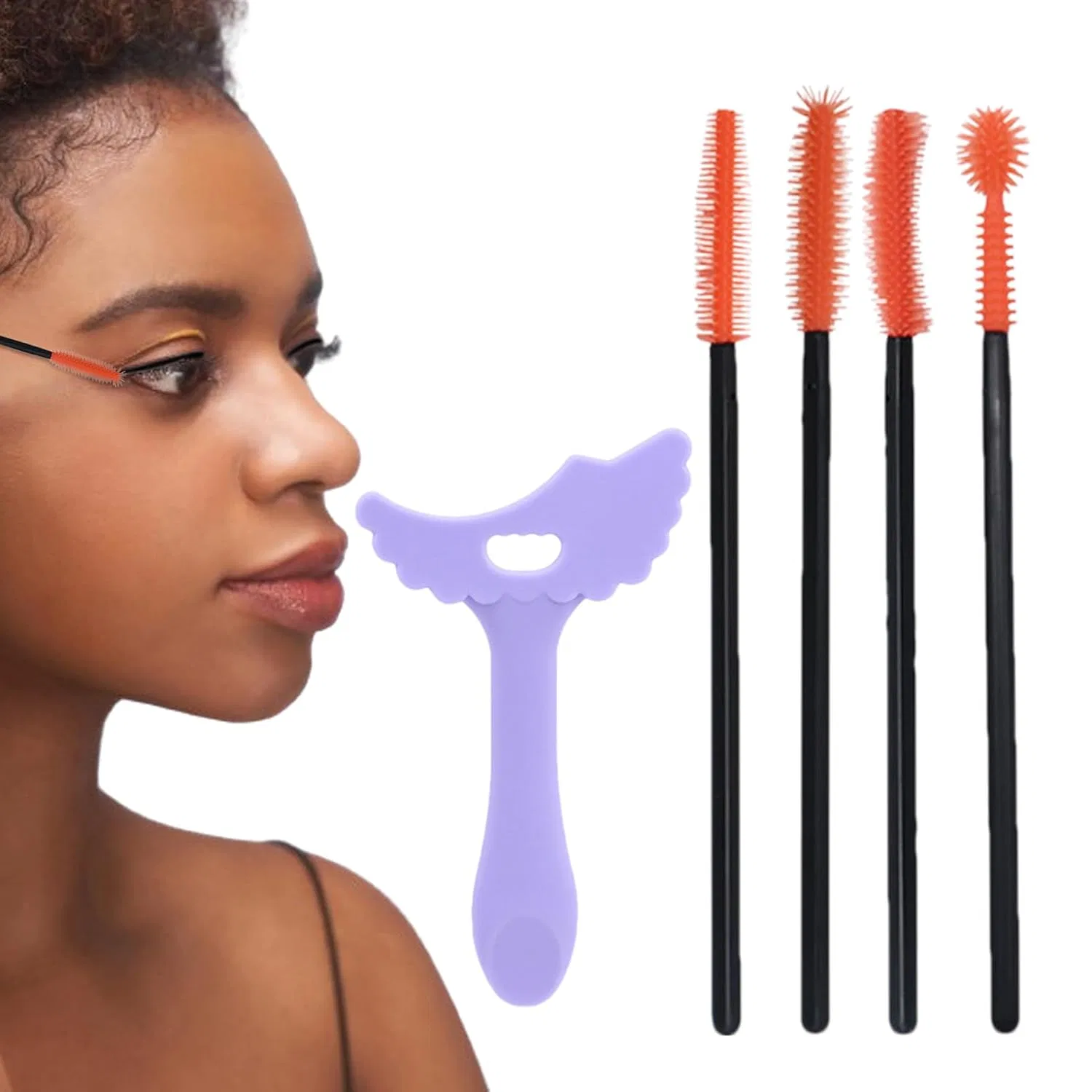 Трафарет для подводки глаз Winged Liner, Generisch, Фиолетовый + кисточка для ресниц