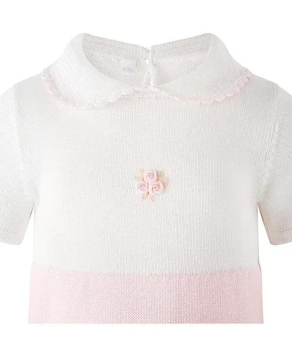 Детский комбинезон с вышивкой роз Pima Rose Embroidery Babysuit Rachel Riley, розовый — фото 3