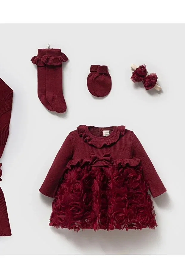 Детский для девочек комплект одежды хлопковый Rosalinda Mert Baby, Burgundy — фото 4