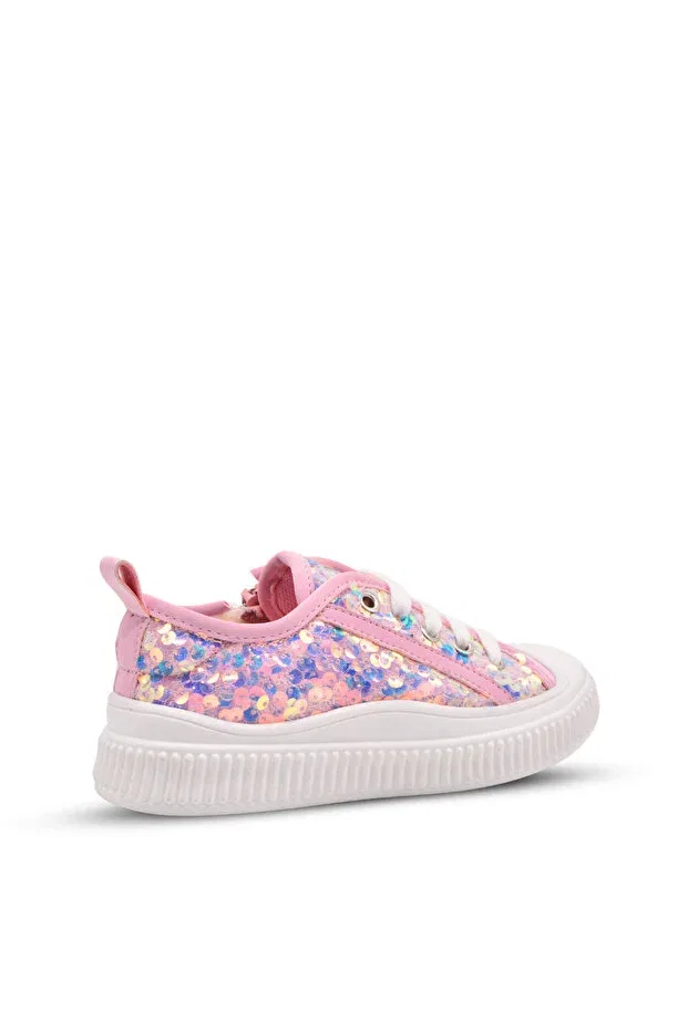Детские кроссовки для девочек с пайетками и шнуровкой Kids A More, Pink — фото 3