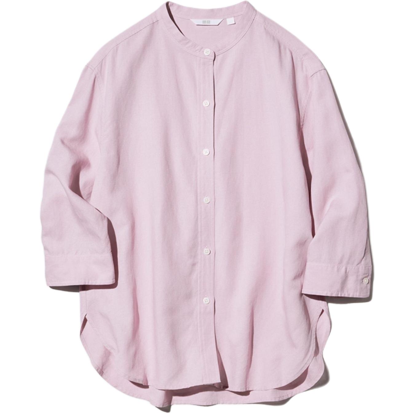 

Рубашка Uniqlo Blend Band Collar, фиолетовый