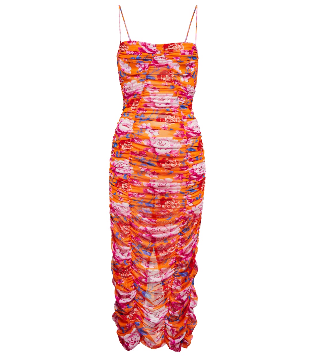 

Платье миди с цветочным принтом и сборками Magda Butrym, Orange Print