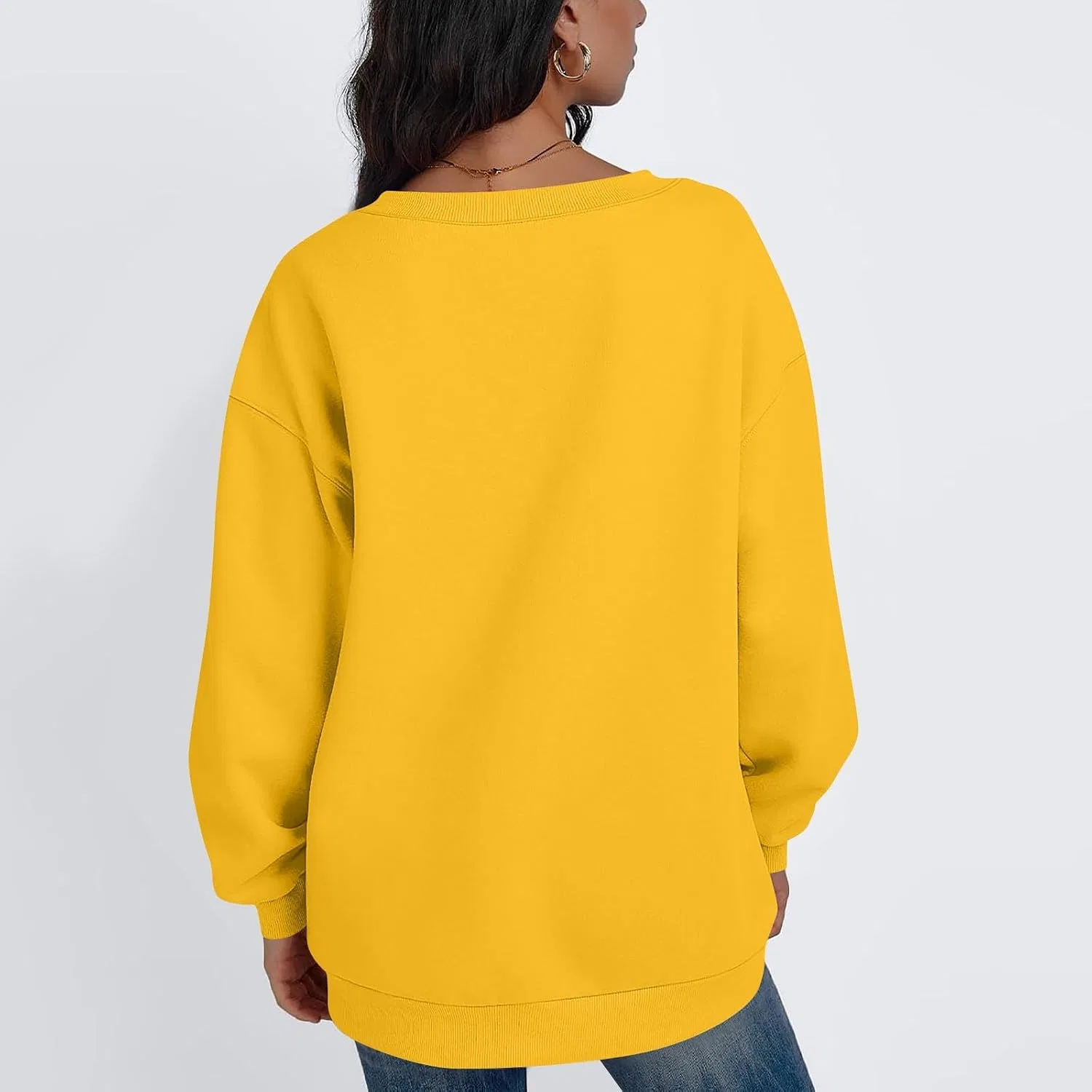 Женский свитшот оверсайз с V-образным вырезом, 03-yellow — фото 3