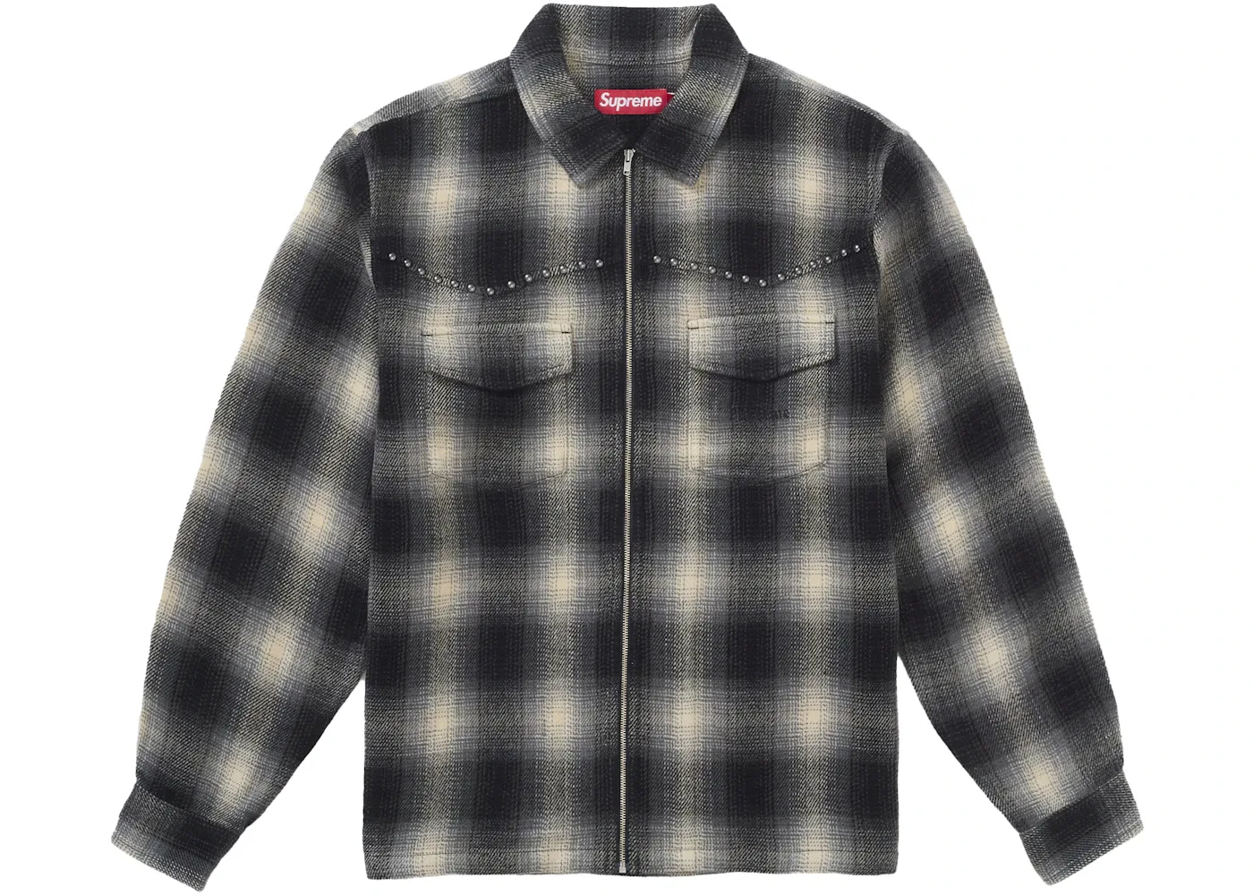 Мужская рубашка с принтом на молнии Studded Shadow Plaid Supreme, Black