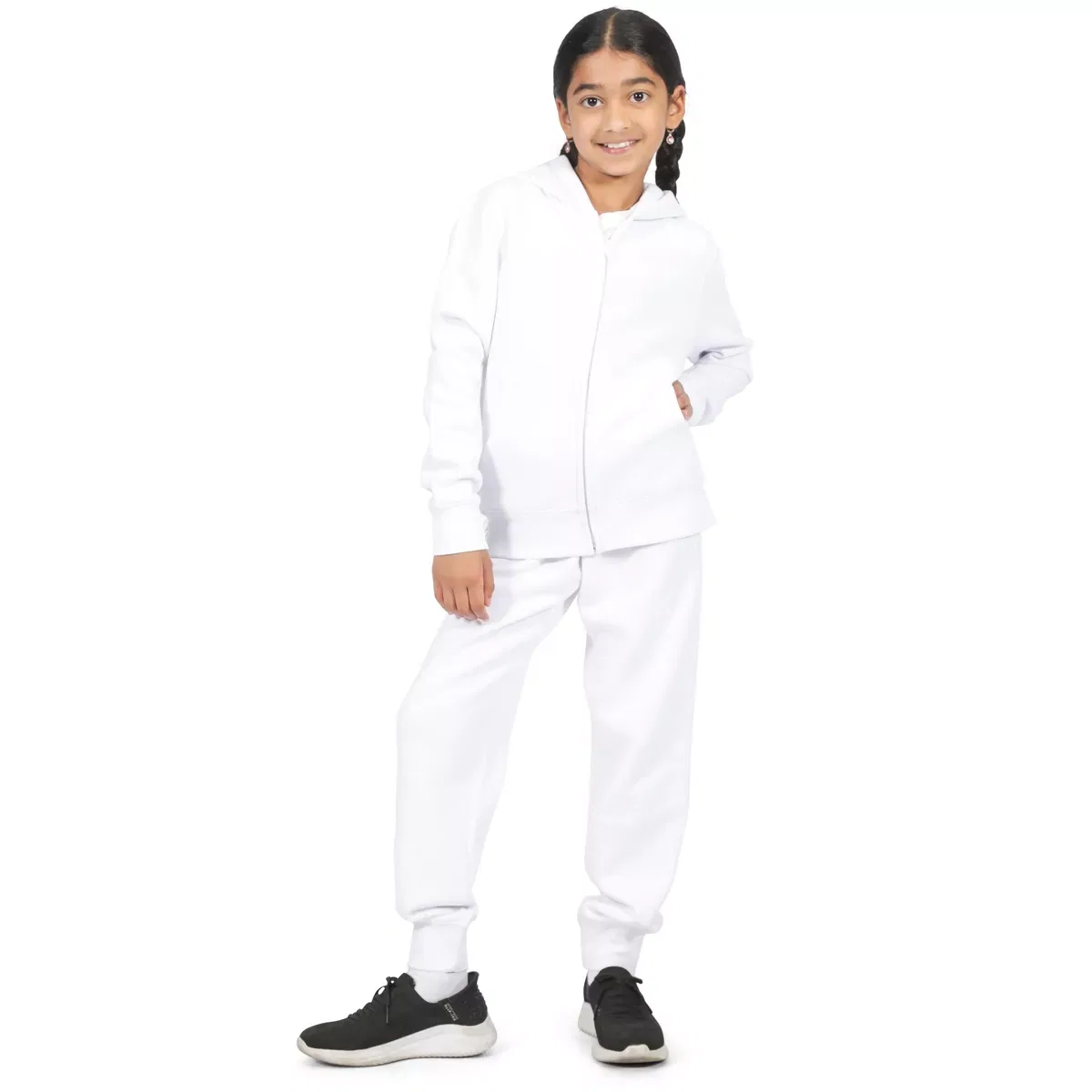 Детская худи на молнии для девочек Everyday Kids, White — фото 2