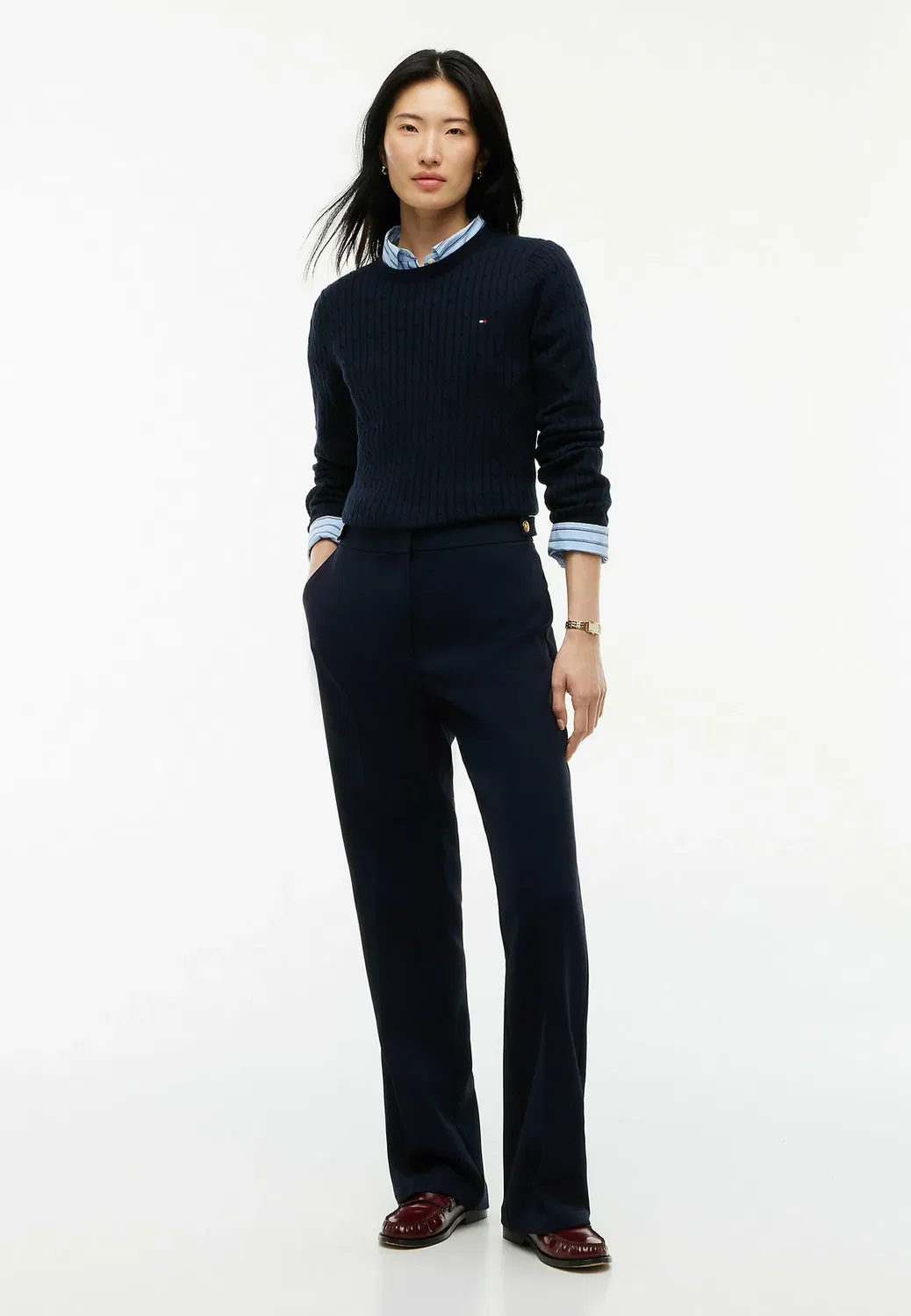 Брюки-Клеш с золотистыми пуговицами Tommy Hilfiger, Dark Blue — фото 2