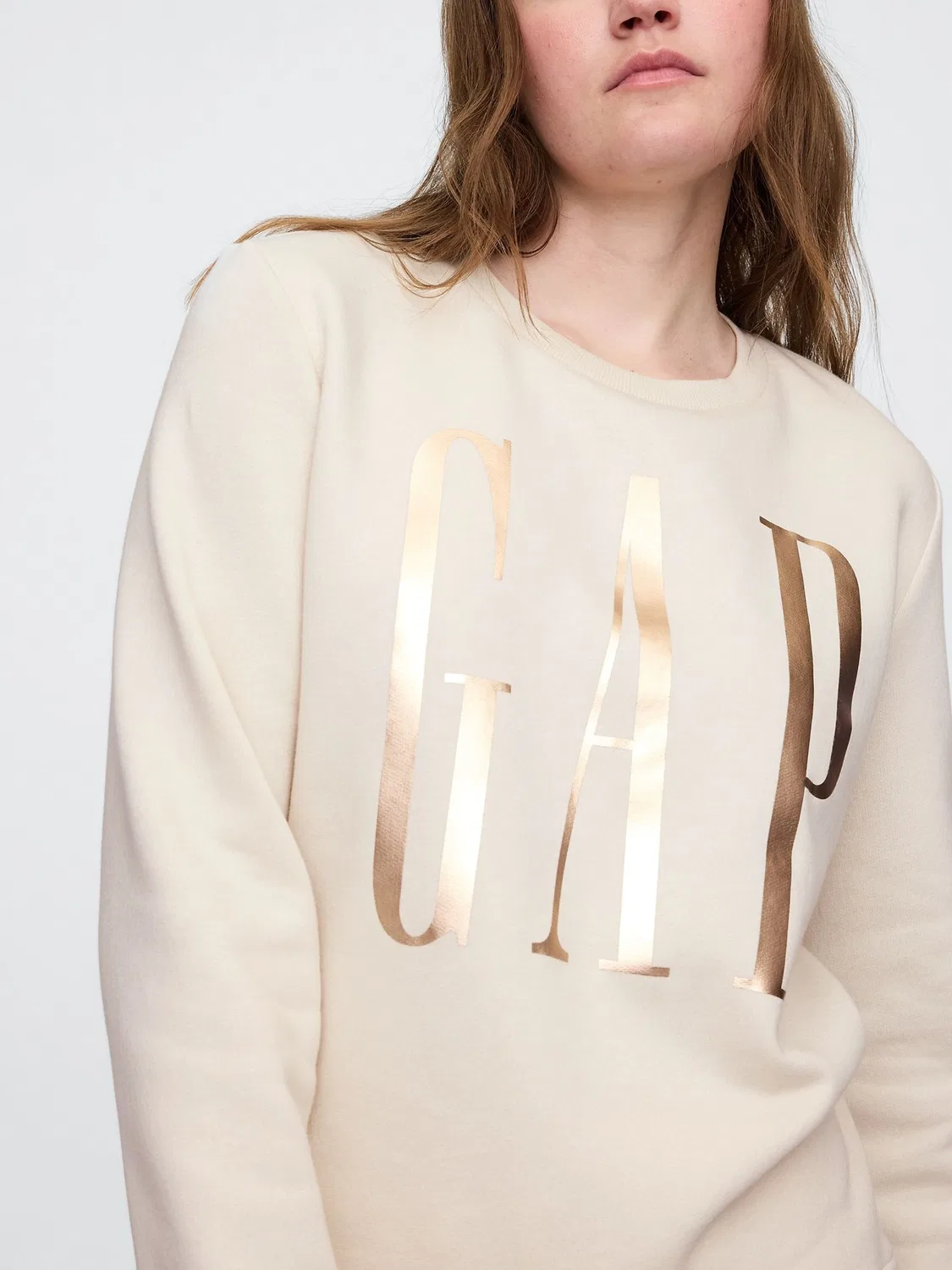 Свитшот Relaxed Logo Gap, кремовый — фото 4