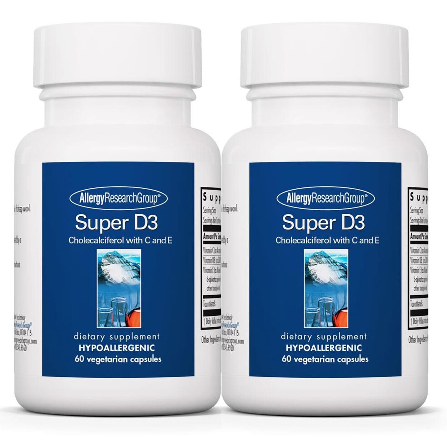 

Набор Витамина D3 Super Allergy Research Group, из 2 банок по 60 таблеток