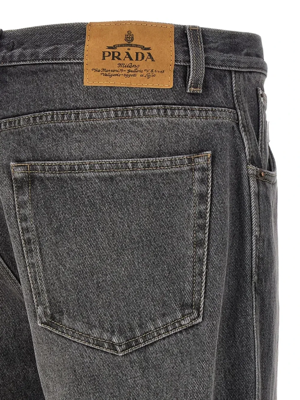 Джинсы из денима с пятью карманами Prada, черный — фото 4