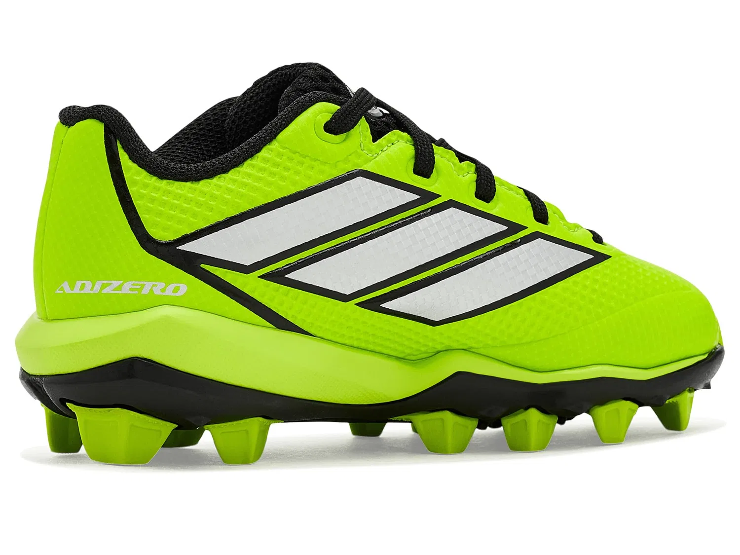 Бейсбольные кроссовки Adizero Impact Molded 2.0 Baseball (для малышей, маленьких и больших детей) Adidas Kids, Solar Slime/Silver Metallic/Black — фото 4