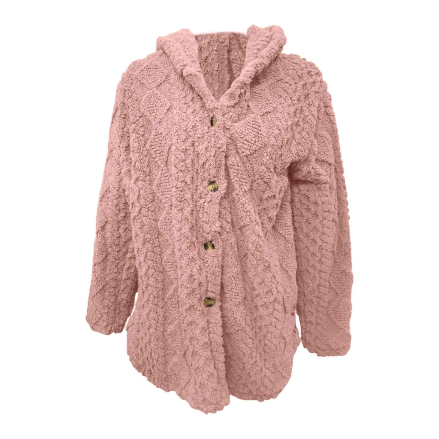 Женский кардиган с капюшоном и длинным рукавом, Colore: Rosa — фото 3