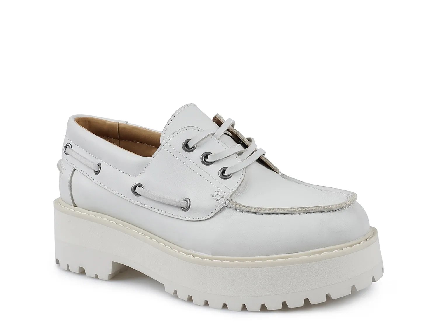 Туфли-лодочки Candie's Biz Platform Boat Shoe, White Leather