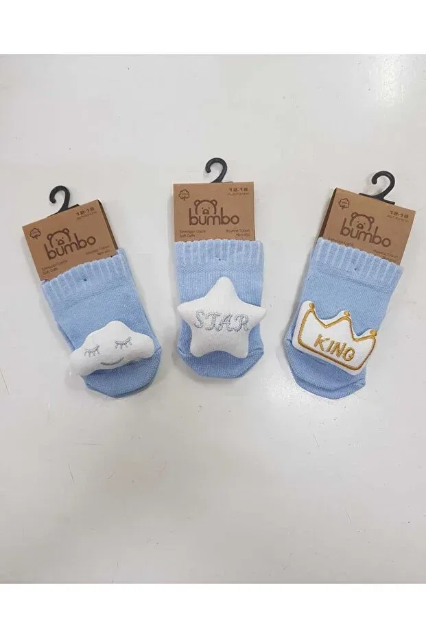 Детские носки с нескользящей подошвой 3 шт Baby By Bumbo, Blue