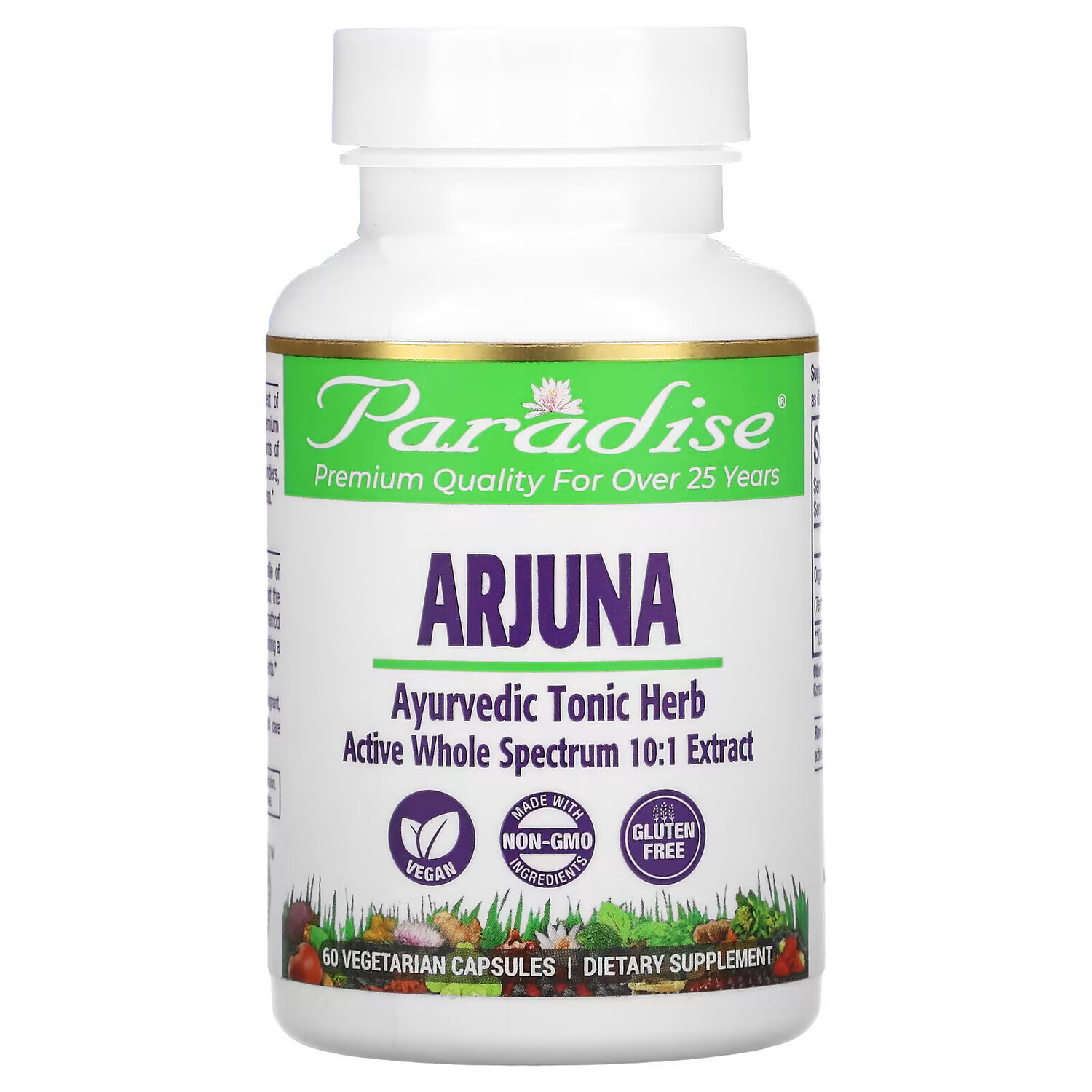 

Paradise Herbs, Arjuna, 60 вегетарианских капсул