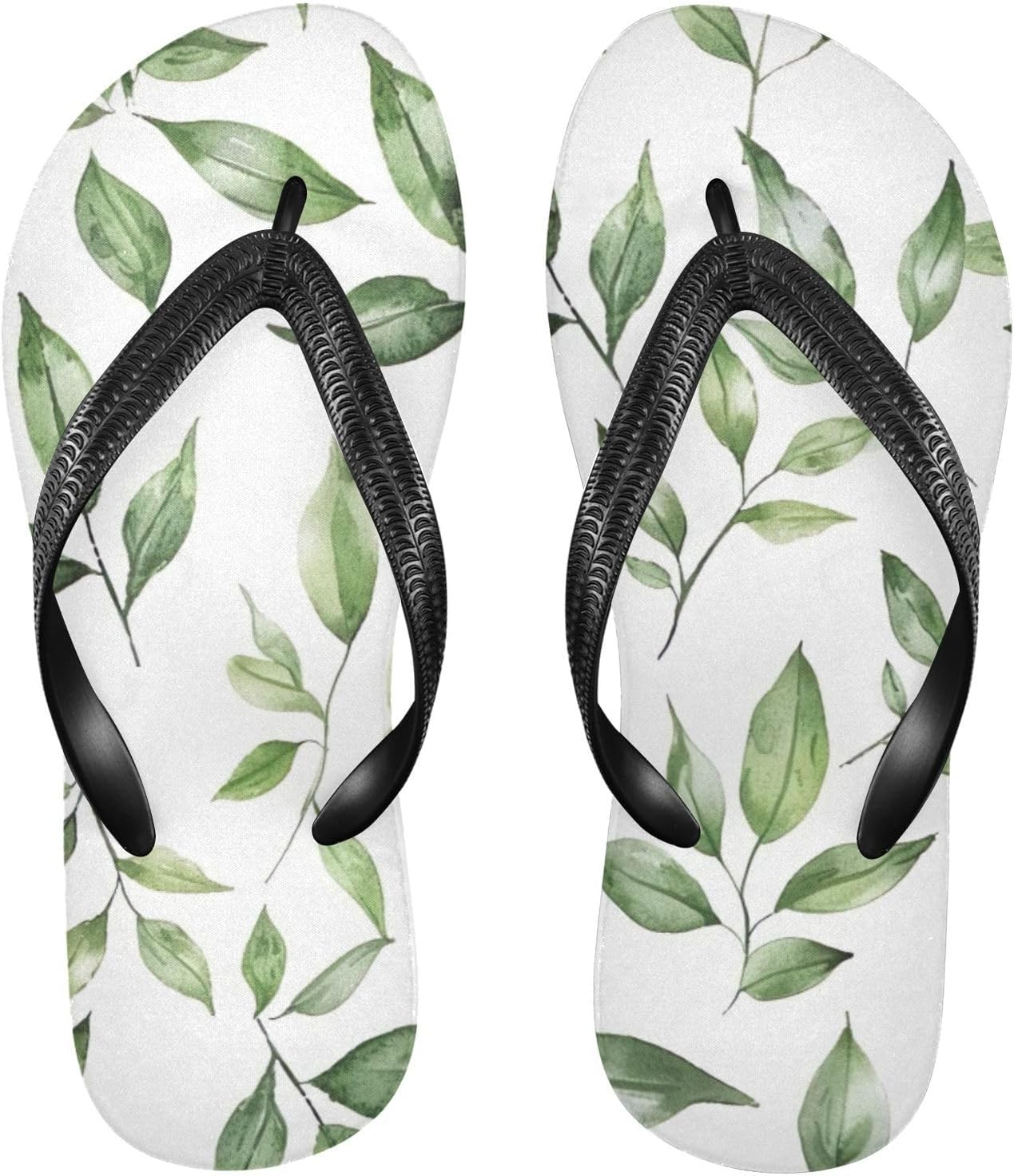 

Шлепанцы с зелеными листьями, пляжные летние повседневные сандалии для женщин и мужчин, тапочки для душа, размер XS Kfbe
