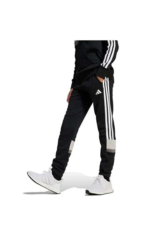 Детские спортивные штаны для девочек с принтом Tiberio 3-Stripes Fleece Adidas, Black White — фото 2