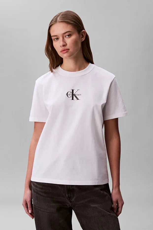 Женская футболка с коротким рукавом Classic Logo Calvin Klein, White