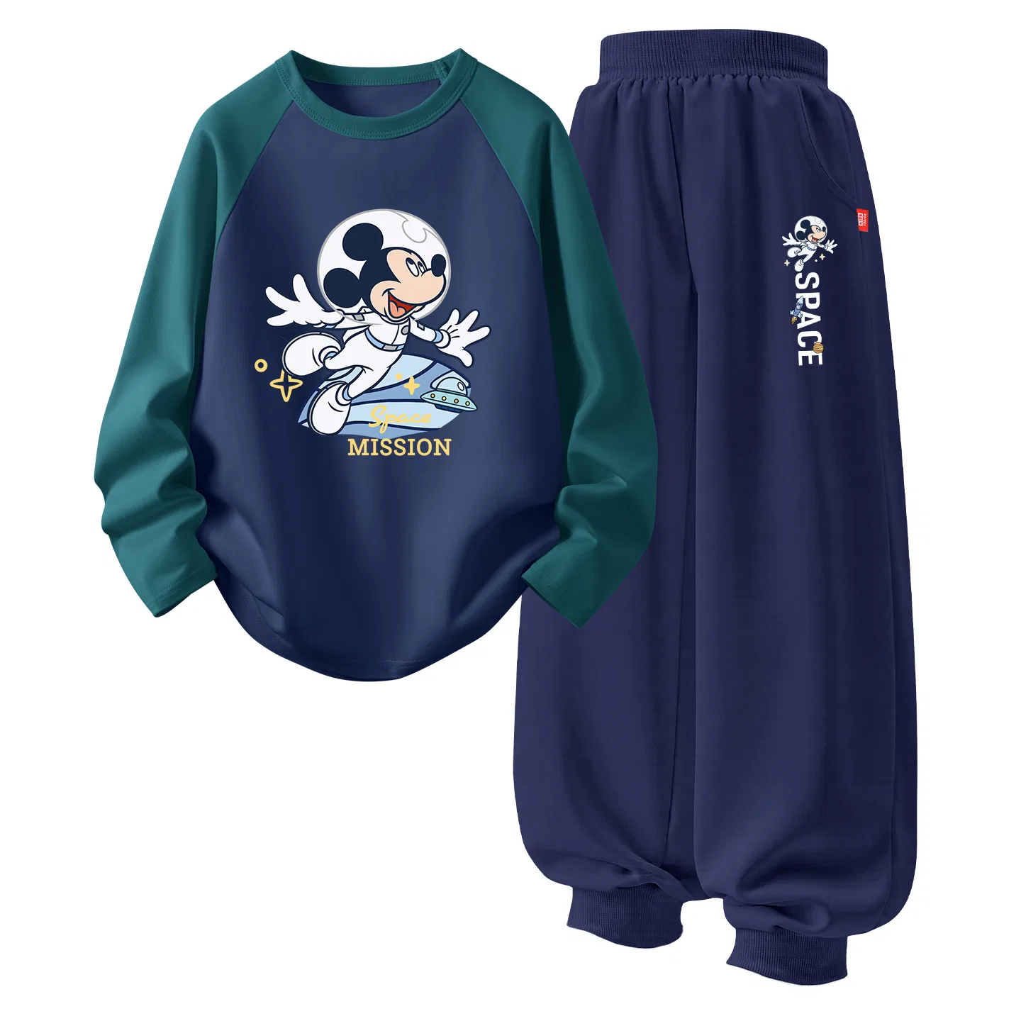 Детский спортивный комплект с круглым вырезом из тонкого стрейча Disney, Dark Indigo Blue+Dark Indigo Pink — фото 3