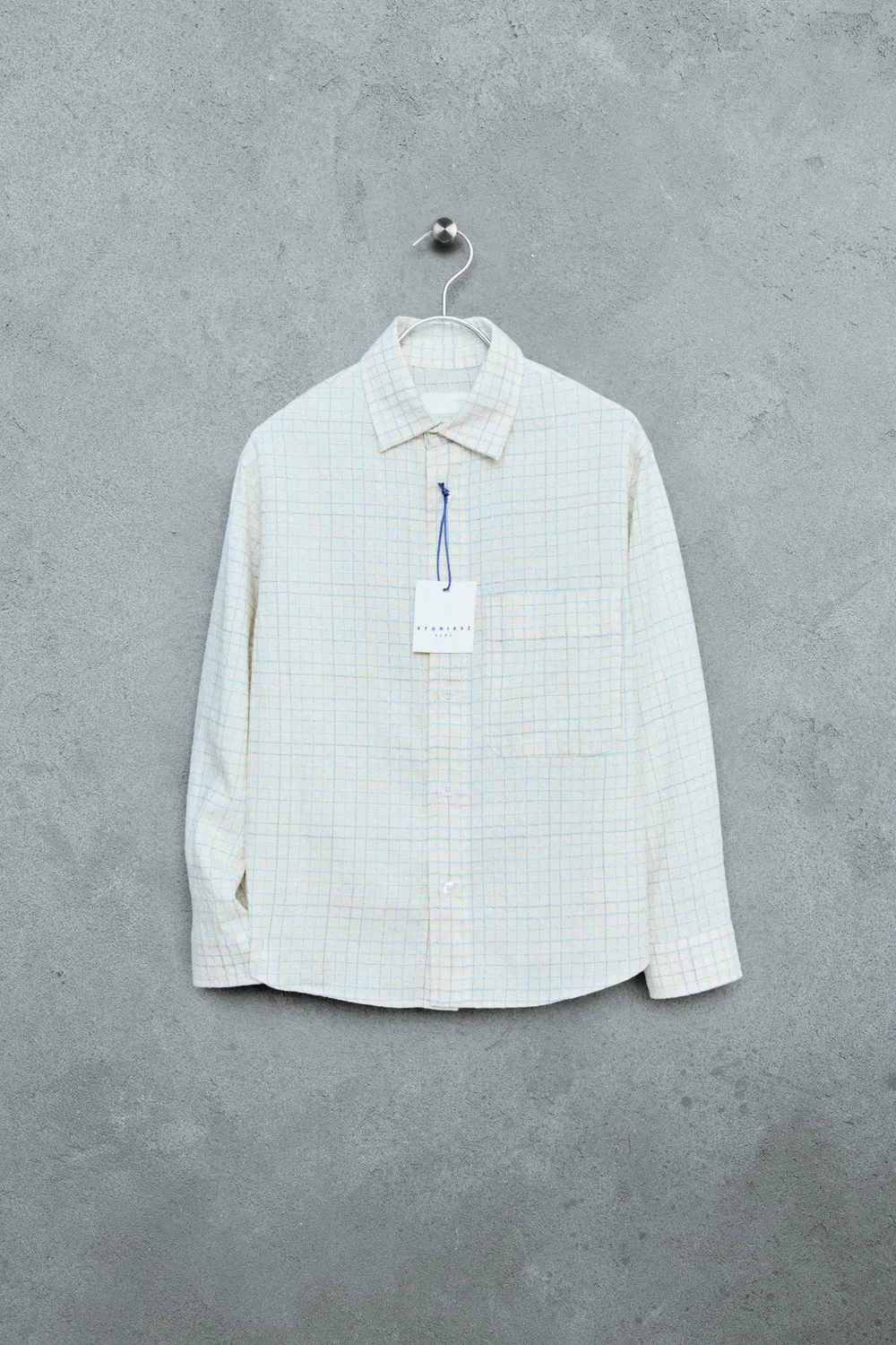 STORIESZ - Рубашка в клетку из хлопка и льна ZARA, Blue
