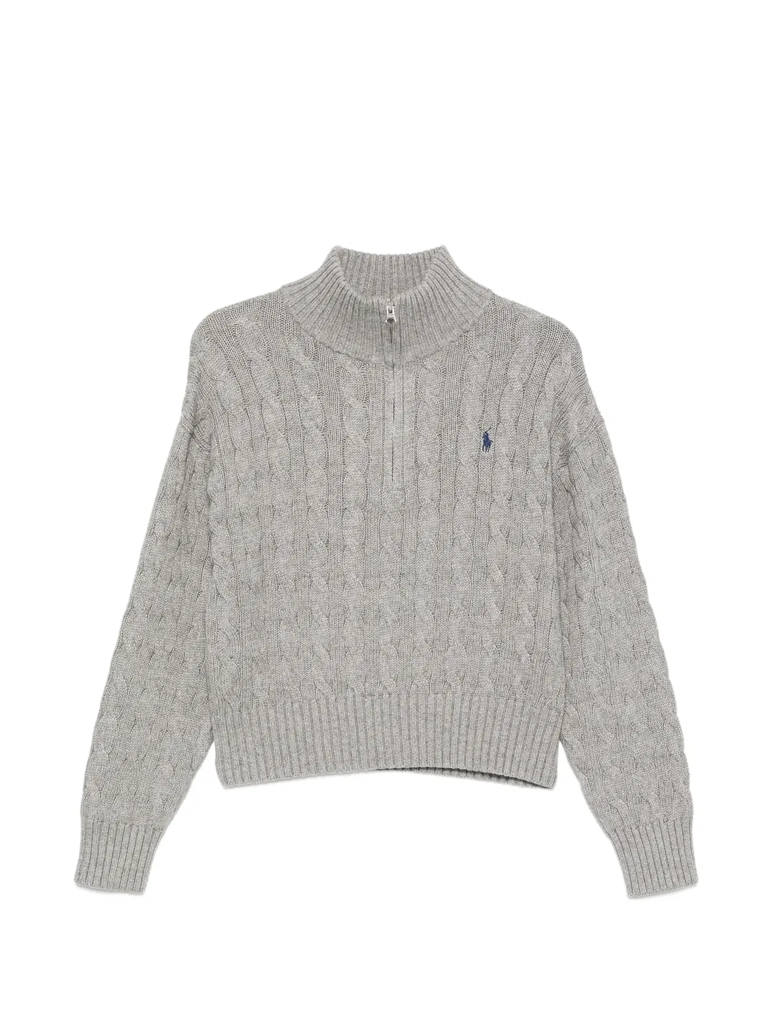 Свитер фактурной вязки на молнии Polo Ralph Lauren, серый