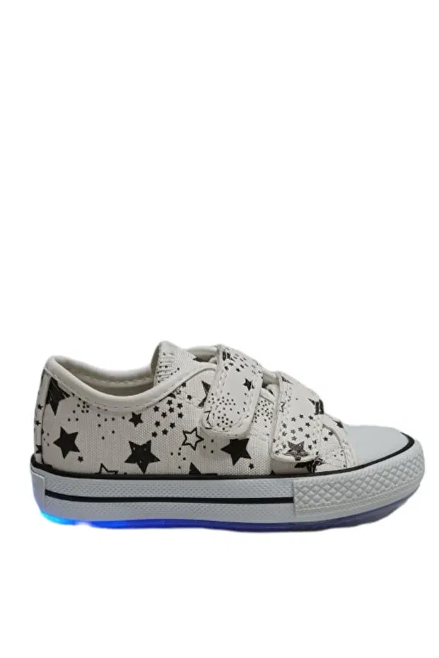 Детские туфли для девочек с подсветкой Alf, White Pattern