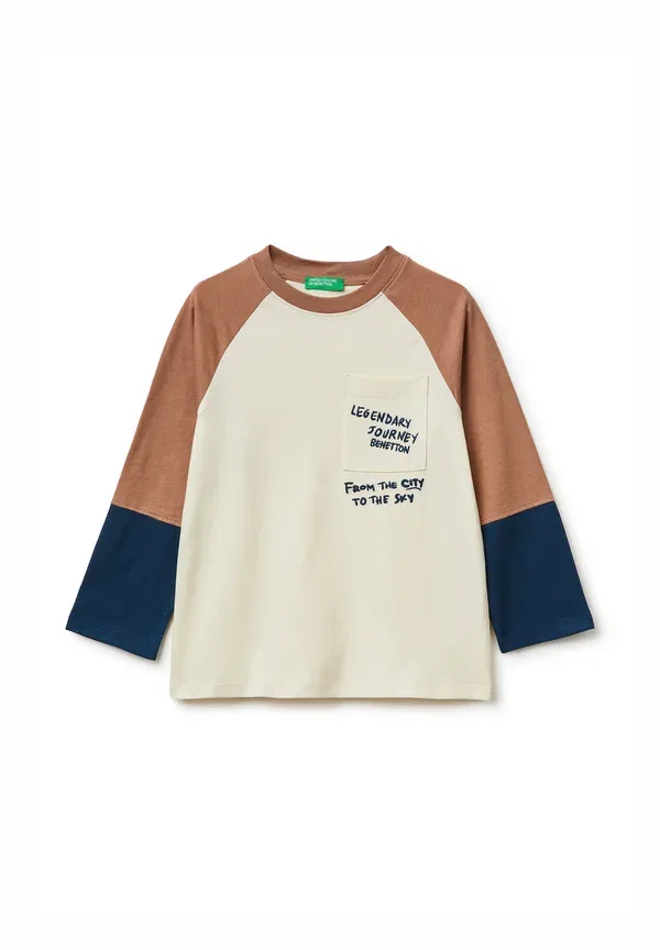 Топ с длинными рукавами, выполненный в стиле колор-блок с принтом United Colors Of Benetton, бежевый