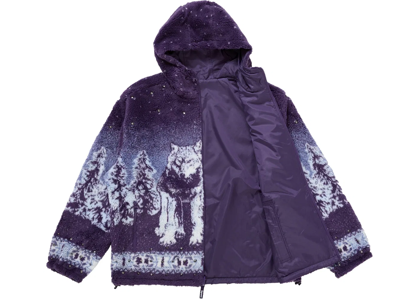 Мужская куртка из флиса на молнии с капюшоном Reversible Hooded Fleece Jacket Supreme, Purple — фото 2
