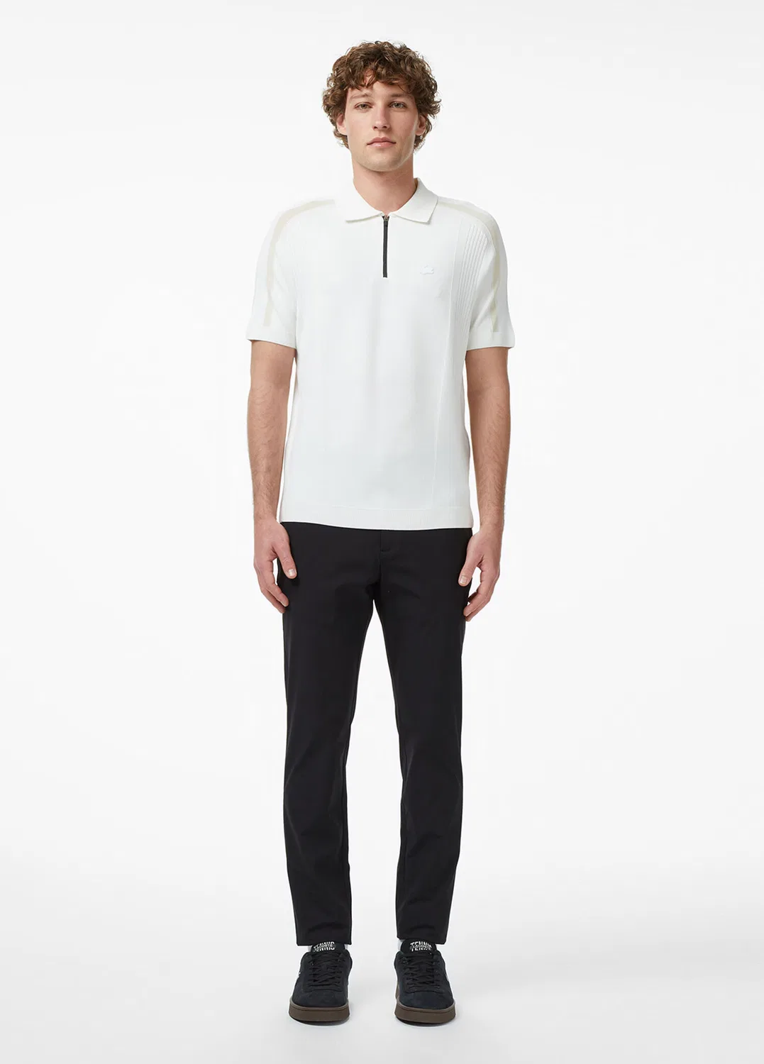 Трикотажное поло Lacoste Classic Fit, кремовый — фото 4